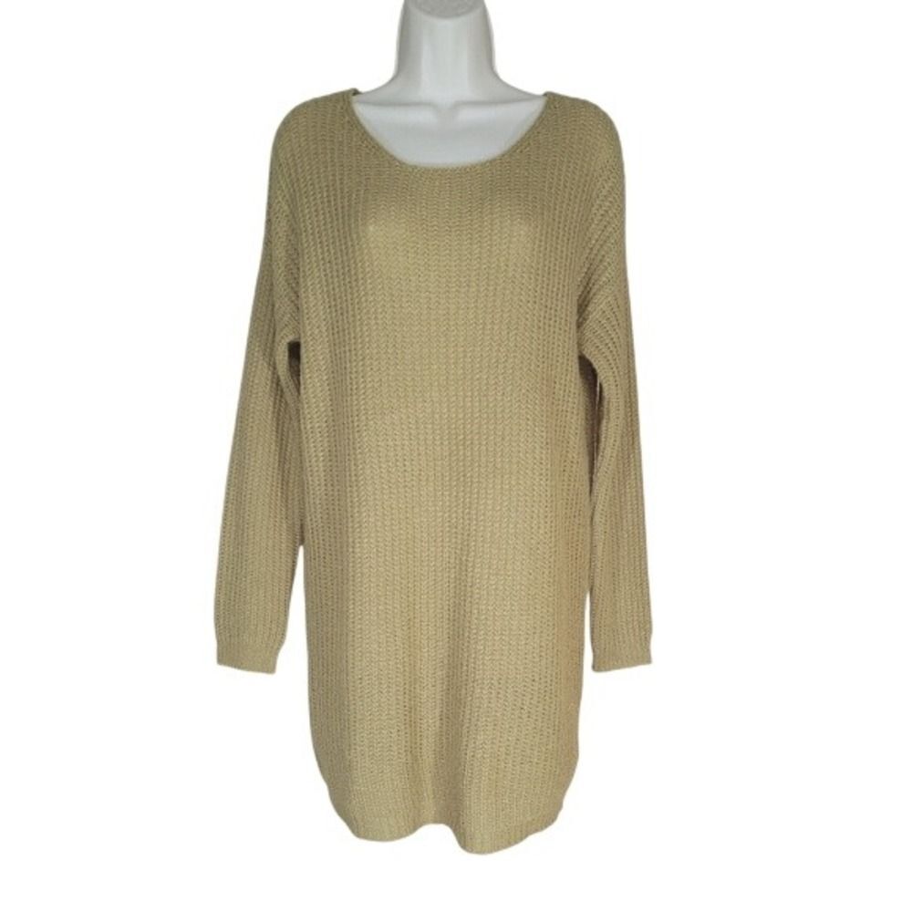 Mohair Blend Pink Martini Tunic Sweater W/ L Mustard Olive Ribbed LN/NWOT